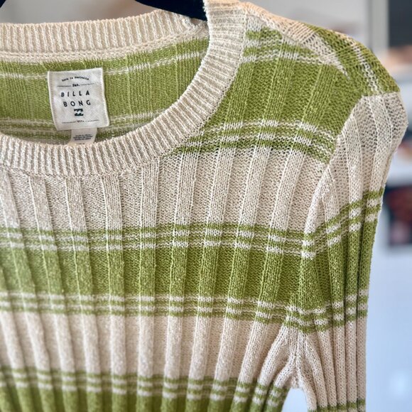 Billabong Clare Cropped Crew Neck Palm Green Sweater - Like New Size Large NWOT - Picture 6 of 6